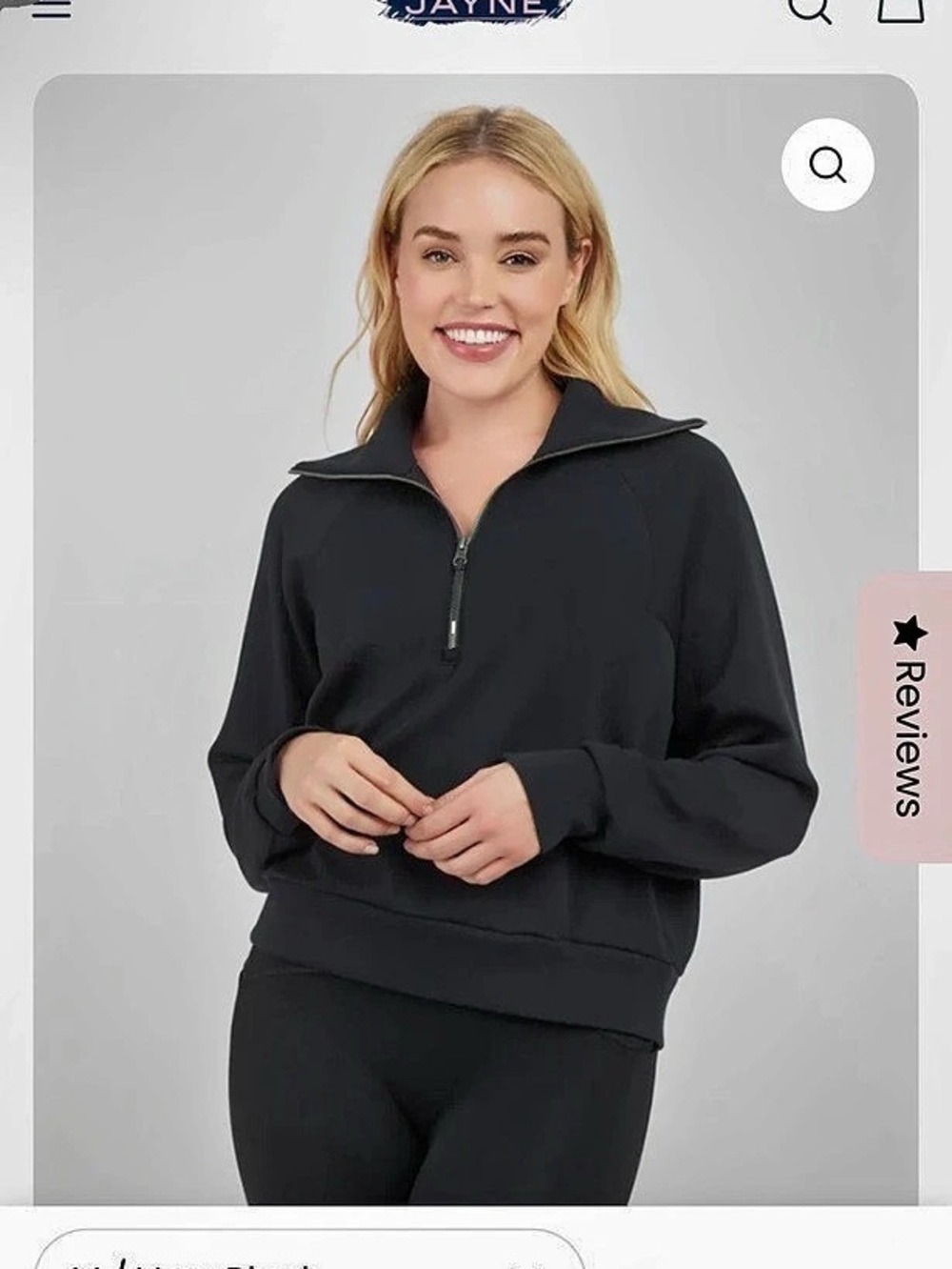 SPANX Half-Zip Pullover in Black Size Medium